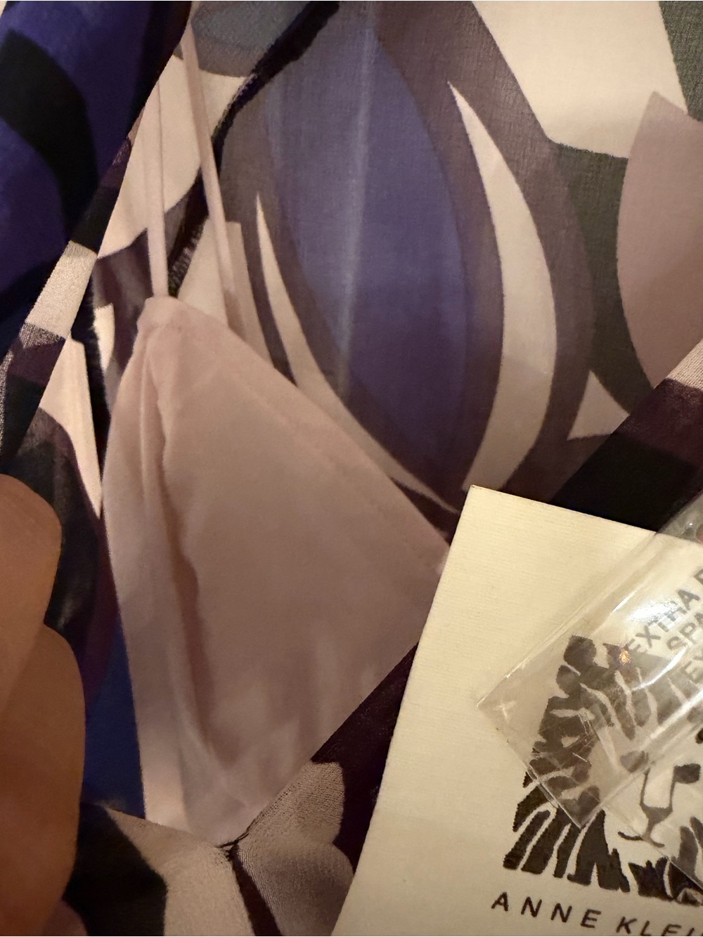 Anne Klein Purple and Beige Geometric Long Sleeve Midi Dress - Picture 3 of 6